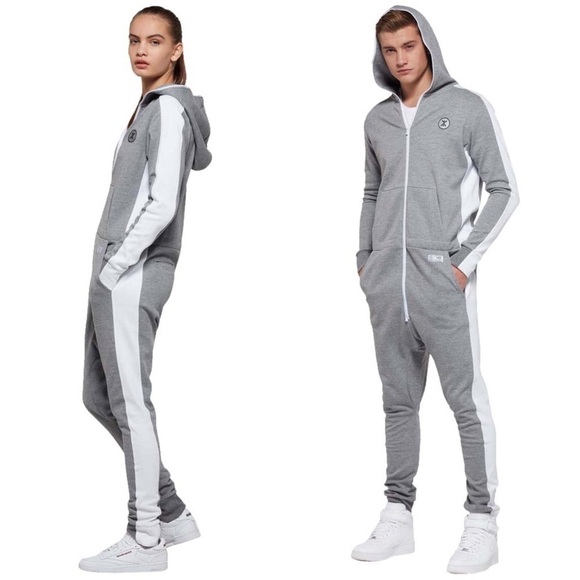 Onepiece • Racer Jumpsuit onesie navy white knit zip front loungewear unisex - Picture 11 of 16